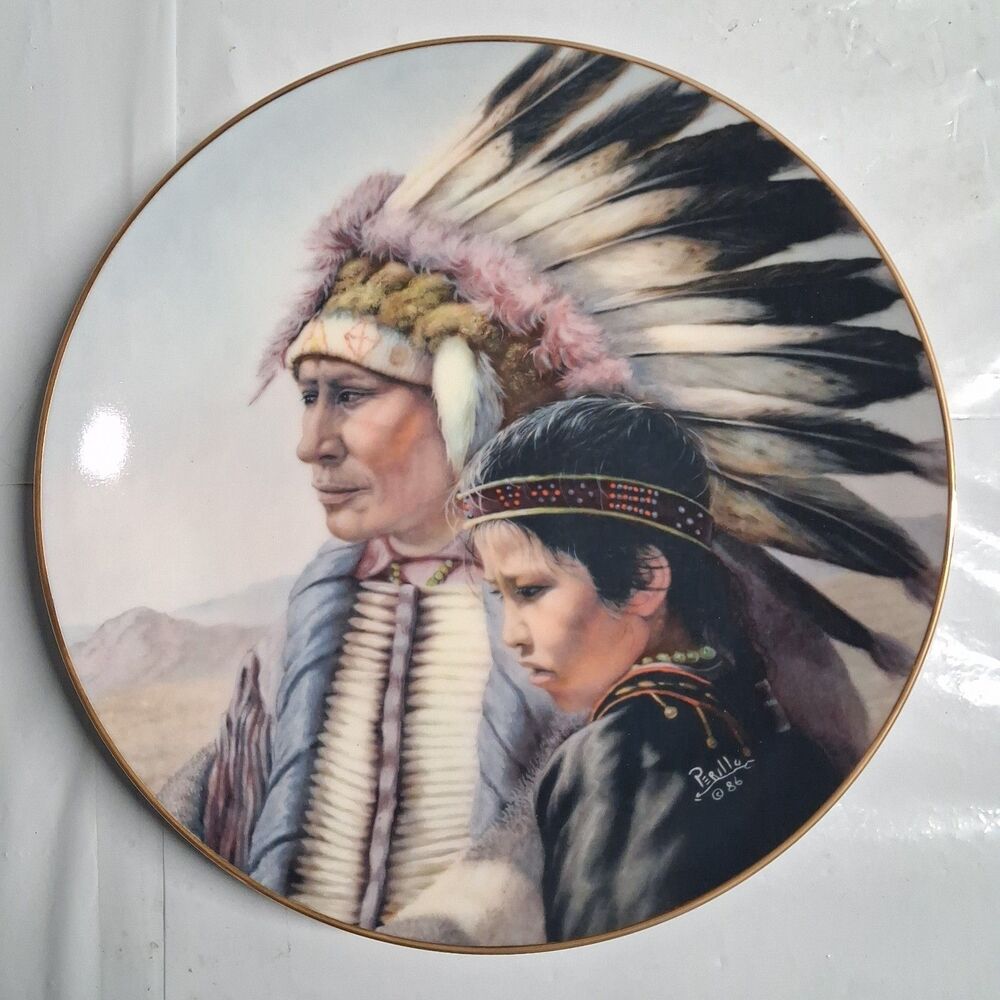 The Sioux Nation Plate American's Indian Heritage Vague Shadows COA by Perillo